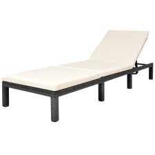 vidaXL fekete polyrattan napozóágy párnával (42846) kerti bútor
