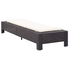 vidaXL fekete polyrattan napozóágy párnával (46234) kerti bútor
