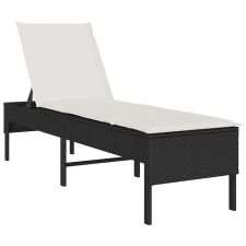 vidaXL fekete polyrattan napozóágy párnával 55x200x44 cm (4104100) kerti bútor