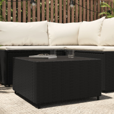 vidaXL fekete polyrattan négyzet alakú kerti dohányzóasztal 50x50x30cm kerti bútor