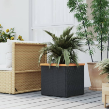vidaXL fekete polyrattan ültetőláda 40 x 40 x 40 cm kerti tárolás