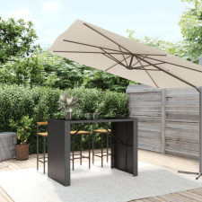 vidaXL fekete polyrattan üveglapos bárasztal 145 x 80 x 110 cm kerti bútor