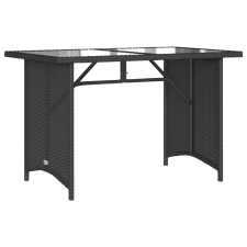 vidaXL fekete polyrattan üveglapos kerti asztal 110x68x70 cm kerti bútor