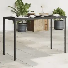 vidaXL Fekete polyrattan üveglapos kerti asztal 115x54x74 cm kerti bútor