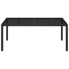 vidaXL Fekete polyrattan üveglapos kerti asztal 190 x 90 x 75 cm kerti bútor