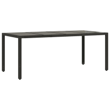 vidaXL fekete polyrattan üveglapos kerti asztal 190 x 90 x 75 cm (365592) kerti bútor