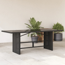 vidaXL Fekete polyrattan üveglapos kerti asztal 190x80x74 cm kerti bútor