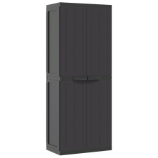 vidaXL fekete PP kültéri tárolószekrény 65 x 37 x 165 cm (364206) bútor