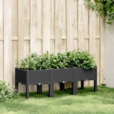 vidaXL fekete PP rácsos kerti ültetőláda 120 x 40 x 42 cm kerti tárolás