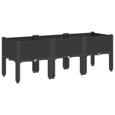 vidaXL fekete PP rácsos kerti ültetőláda 120 x 40 x 42 cm (367898) kerti tárolás