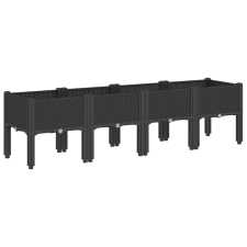 vidaXL fekete PP rácsos kerti ültetőláda 160 x 40 x 42 cm (367903) kerti tárolás