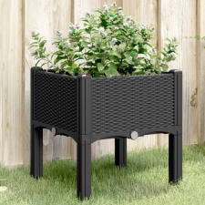 vidaXL Fekete PP rácsos kerti ültetőláda 40 x 40 x 42 cm kerti tárolás