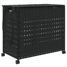 vidaXL fekete rattan szennyeskosár kerekekkel 66x35x60 cm (372047) bútor