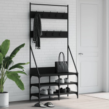 vidaXL fekete ruhafogas cipőpolccal 90x34x184 cm bútor