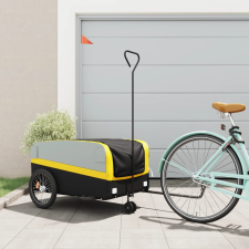 vidaXL Fekete-sárga vas kerékpár utánfutó 45 kg kerékpár utánfutó