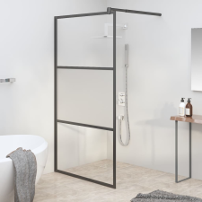 vidaXL fekete selyemmatt ESG üveg zuhanyfal 115x195 cm kád, zuhanykabin