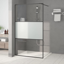 vidaXL fekete selyemmatt ESG üveg zuhanyfal 115x195 cm kád, zuhanykabin