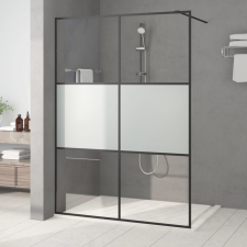 vidaXL Fekete selyemmatt ESG üveg zuhanyfal 140x195 cm kád, zuhanykabin