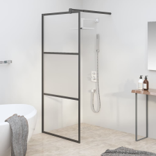 vidaXL fekete selyemmatt ESG üveg zuhanyfal 80 x 195 cm kád, zuhanykabin