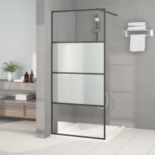 vidaXL Fekete selyemmatt ESG üveg zuhanyfal 90 x 195 cm kád, zuhanykabin