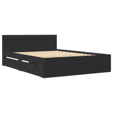 vidaXL fekete szerelt fa ágykeret fejtámlával 120 x 200 cm (3295570) ágy és ágykellék