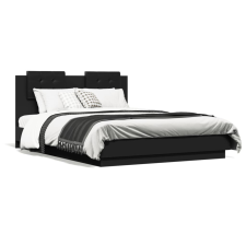 vidaXL Fekete szerelt fa ágykeret fejtámlával 135 x 190 cm ágy és ágykellék