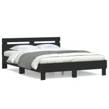 vidaXL fekete szerelt fa ágykeret fejtámlával 140 x 190 cm ágy és ágykellék