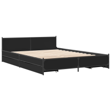 vidaXL fekete szerelt fa ágykeret fiókkal 150 x 200 cm (3279927) ágy és ágykellék