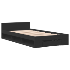 vidaXL fekete szerelt fa ágykeret fiókkal 90 x 190 cm ágy és ágykellék