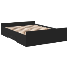 vidaXL fekete szerelt fa ágykeret fiókokkal 135 x 190 cm (3280315) ágy és ágykellék