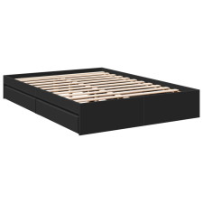 vidaXL fekete szerelt fa ágykeret fiókokkal 140x200 cm ágy és ágykellék