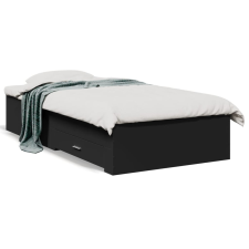 vidaXL fekete szerelt fa ágykeret fiókokkal 75x190 cm ágy és ágykellék