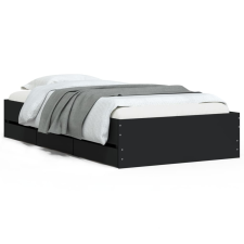 vidaXL fekete szerelt fa ágykeret fiókokkal 90 x 190 cm (3207323) ágy és ágykellék
