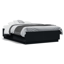 vidaXL fekete szerelt fa ágykeret LED-del 120 x 190 cm ágy és ágykellék
