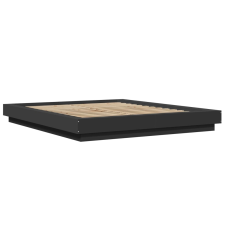 vidaXL fekete szerelt fa ágykeret LED-világítással 150 x 200 cm ágy és ágykellék