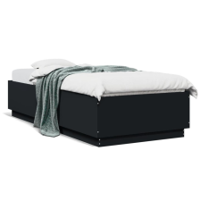vidaXL Fekete szerelt fa ágykeret LED-világítással 90 x 200 cm ágy és ágykellék