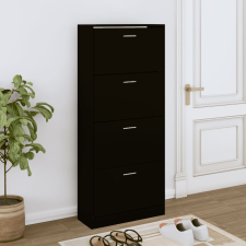 vidaXL fekete szerelt fa cipősszekrény 63x24x147 cm bútor