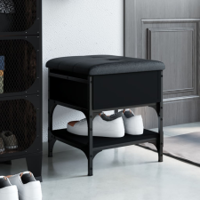 vidaXL fekete szerelt fa cipőtároló pad 42 x 42 x 45 cm bútor