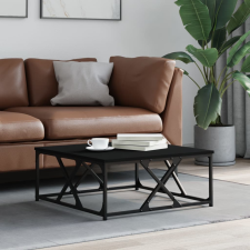 vidaXL fekete szerelt fa dohányzóasztal 70 x 70 x 30 cm bútor