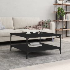 vidaXL fekete szerelt fa dohányzóasztal 80x80x40 cm bútor