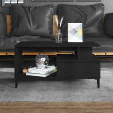 vidaXL fekete szerelt fa dohányzóasztal 90 x 49 x 45 cm bútor