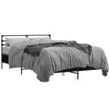 vidaXL fekete szerelt fa és fém ágykeret 140x190 cm ágy és ágykellék