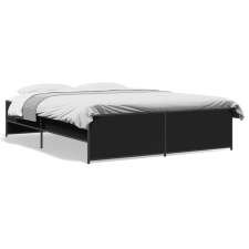 vidaXL fekete szerelt fa és fém ágykeret 160 x 200 cm ágy és ágykellék