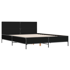 vidaXL fekete szerelt fa és fém ágykeret 160 x 200 cm ágy és ágykellék