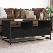 vidaXL fekete szerelt fa és fém dohányzóasztal 100 x 50 x 45 cm bútor