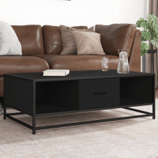 vidaXL fekete szerelt fa és fém dohányzóasztal 100 x 57 x 35 cm bútor