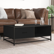 vidaXL fekete szerelt fa és fém dohányzóasztal 90 x 57 x 35 cm bútor