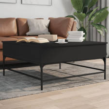 vidaXL fekete szerelt fa és fém dohányzóasztal 95 x 95 x 45 cm bútor