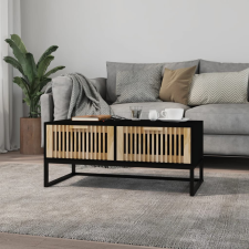 vidaXL fekete szerelt fa és vas dohányzóasztal 80 x 40 x 35 cm bútor