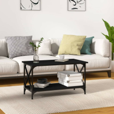 vidaXL fekete szerelt fa és vas dohányzóasztal 80 x 45 x 45 cm bútor